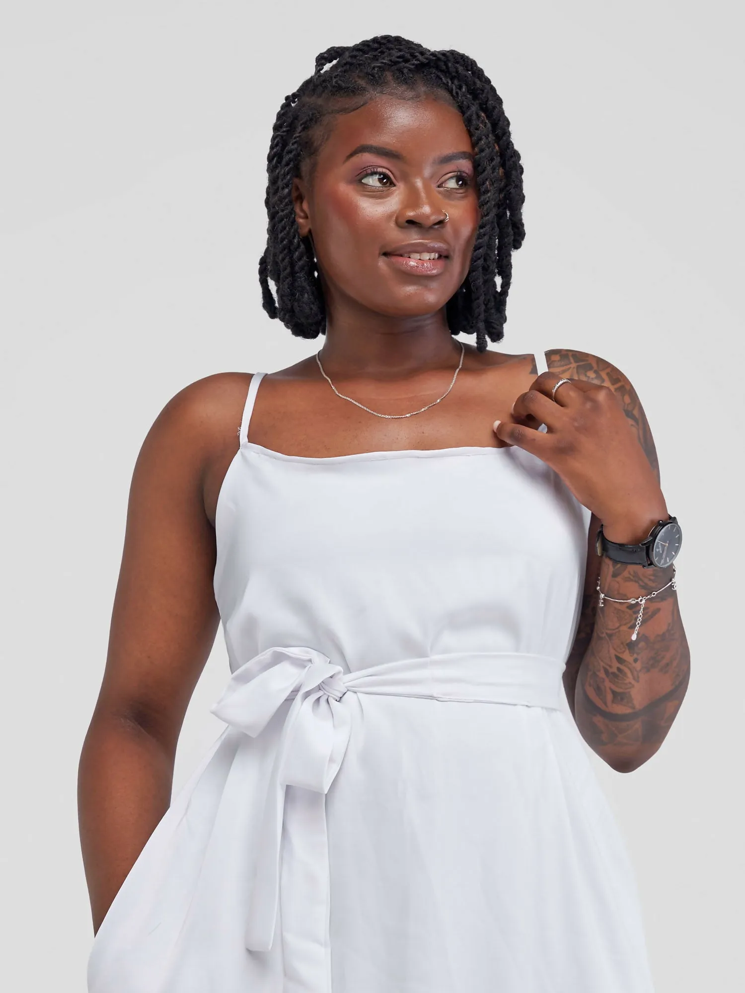 Sankara Silk Dress - White