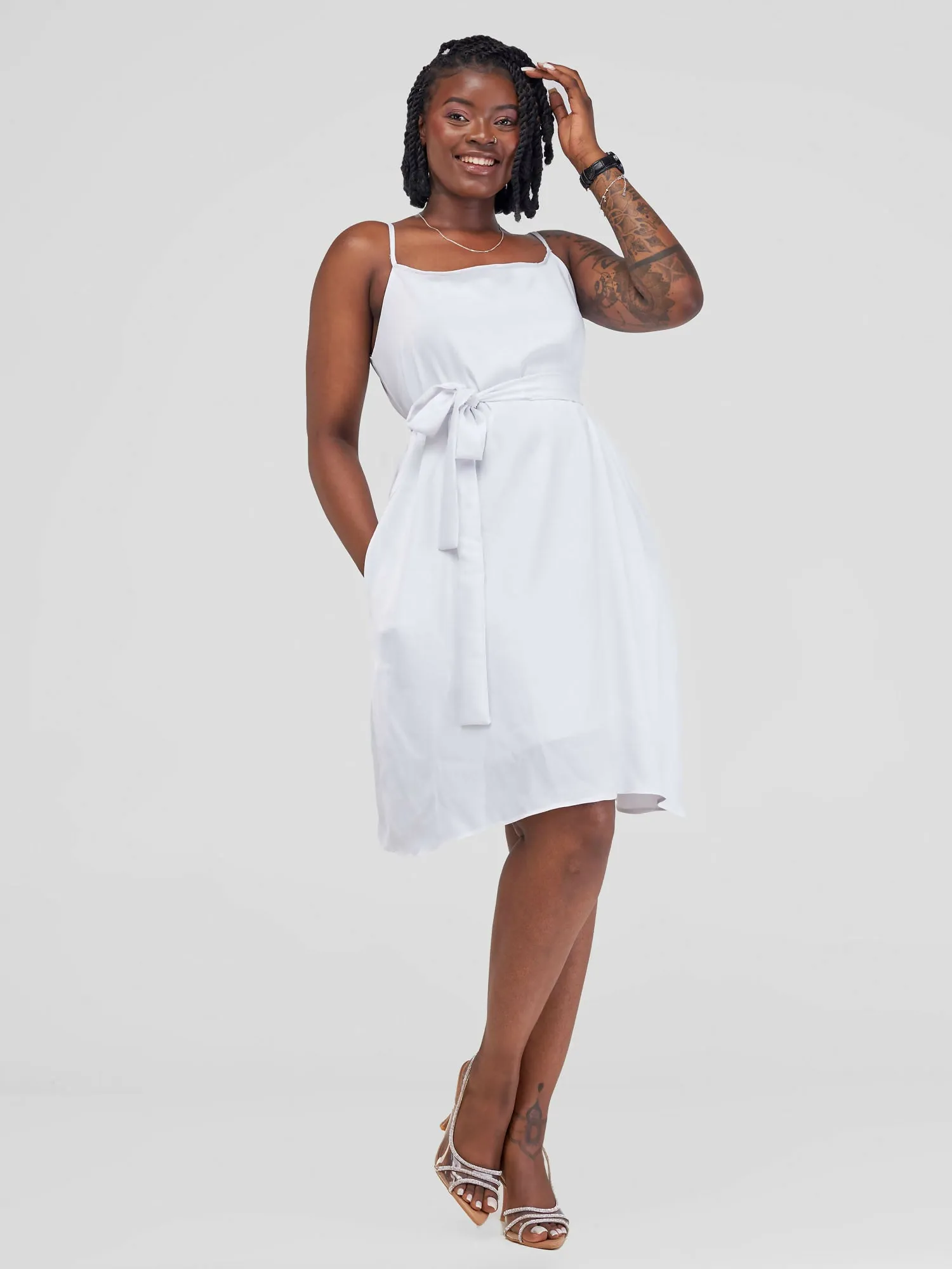 Sankara Silk Dress - White