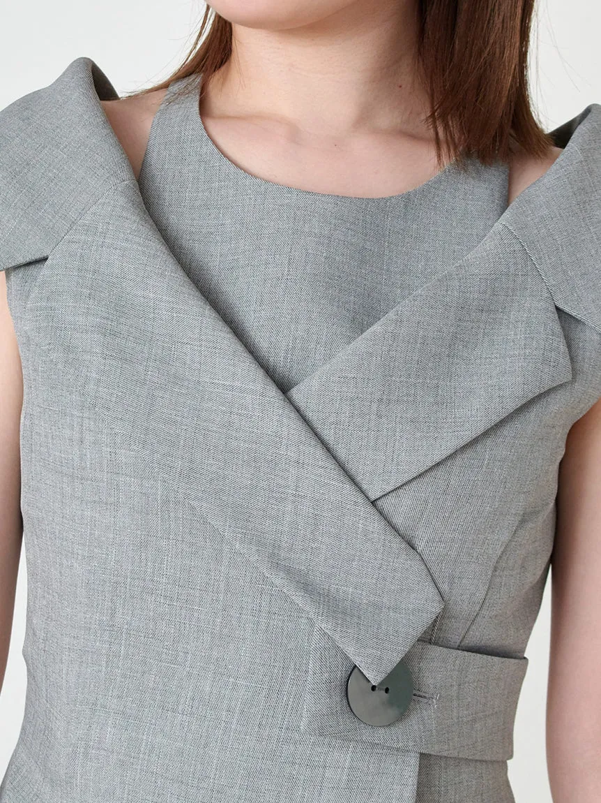 Sleeveless Asymmetrical Wrap Midi Dress