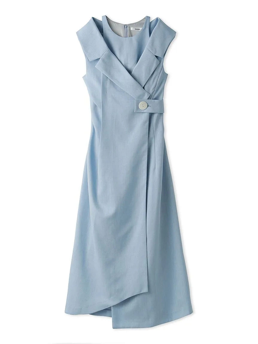 Sleeveless Asymmetrical Wrap Midi Dress