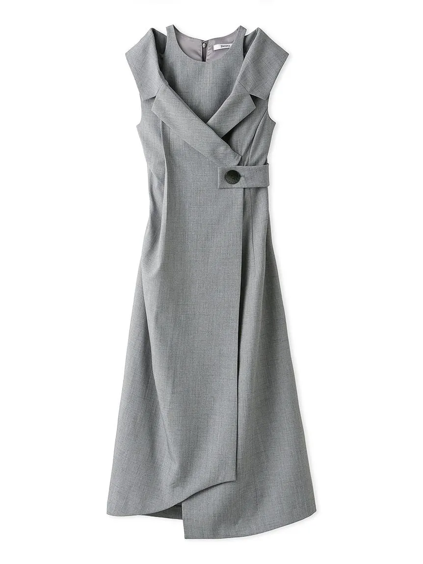 Sleeveless Asymmetrical Wrap Midi Dress