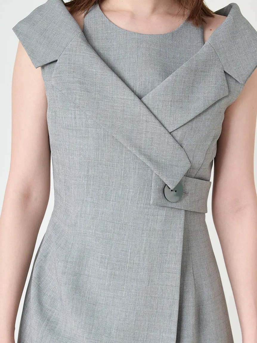 Sleeveless Asymmetrical Wrap Midi Dress