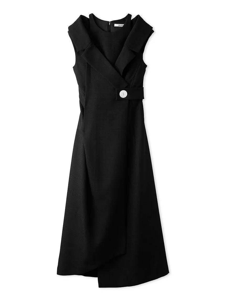 Sleeveless Asymmetrical Wrap Midi Dress