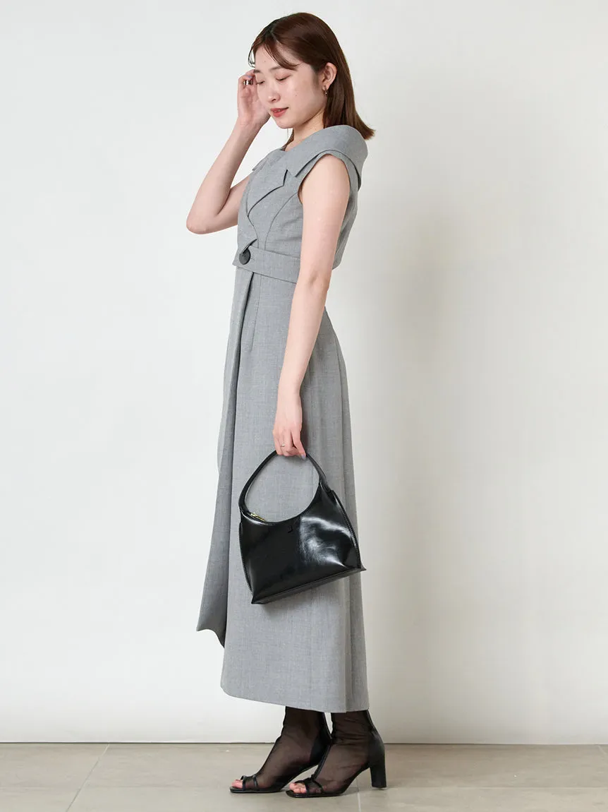 Sleeveless Asymmetrical Wrap Midi Dress