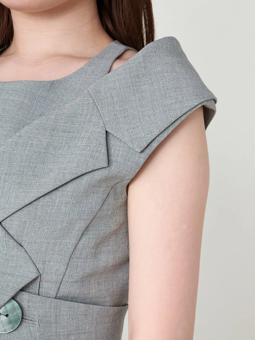 Sleeveless Asymmetrical Wrap Midi Dress