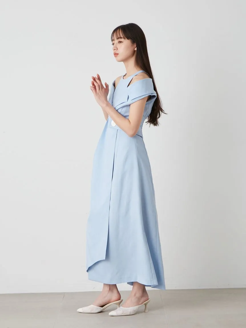 Sleeveless Asymmetrical Wrap Midi Dress
