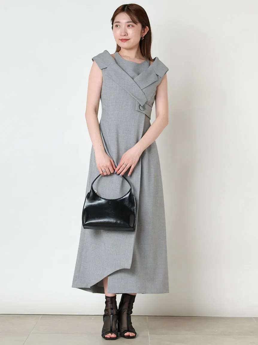 Sleeveless Asymmetrical Wrap Midi Dress
