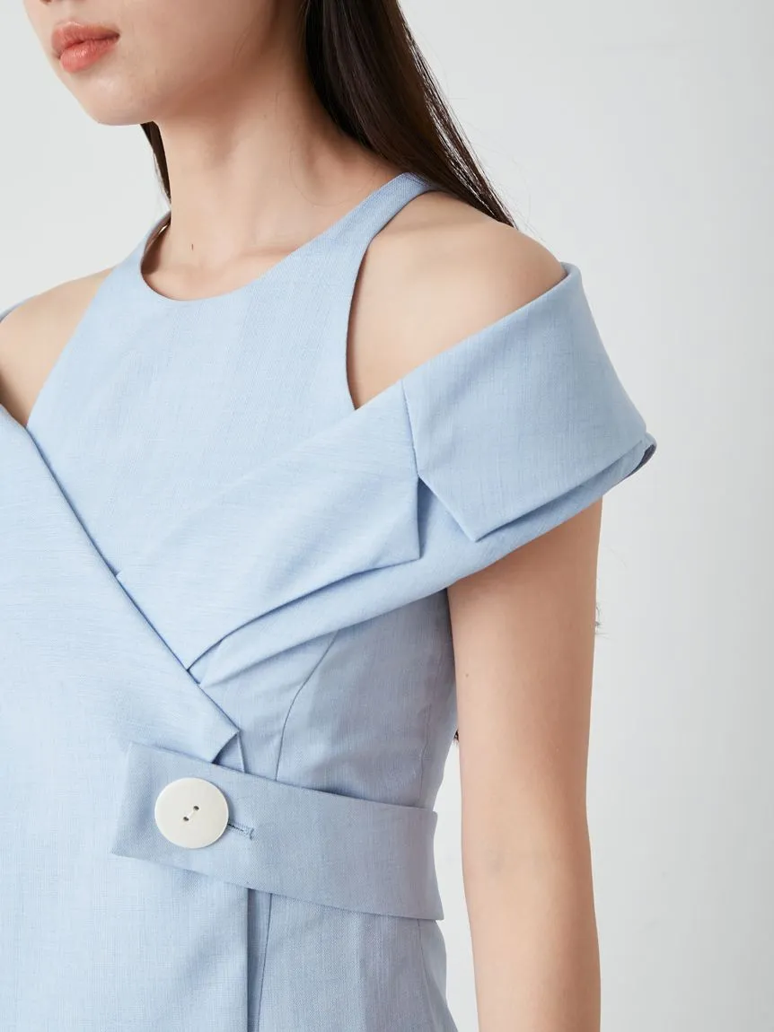 Sleeveless Asymmetrical Wrap Midi Dress