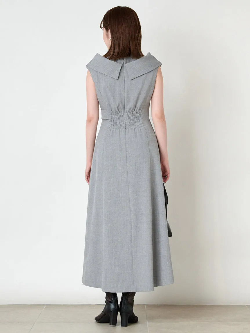Sleeveless Asymmetrical Wrap Midi Dress