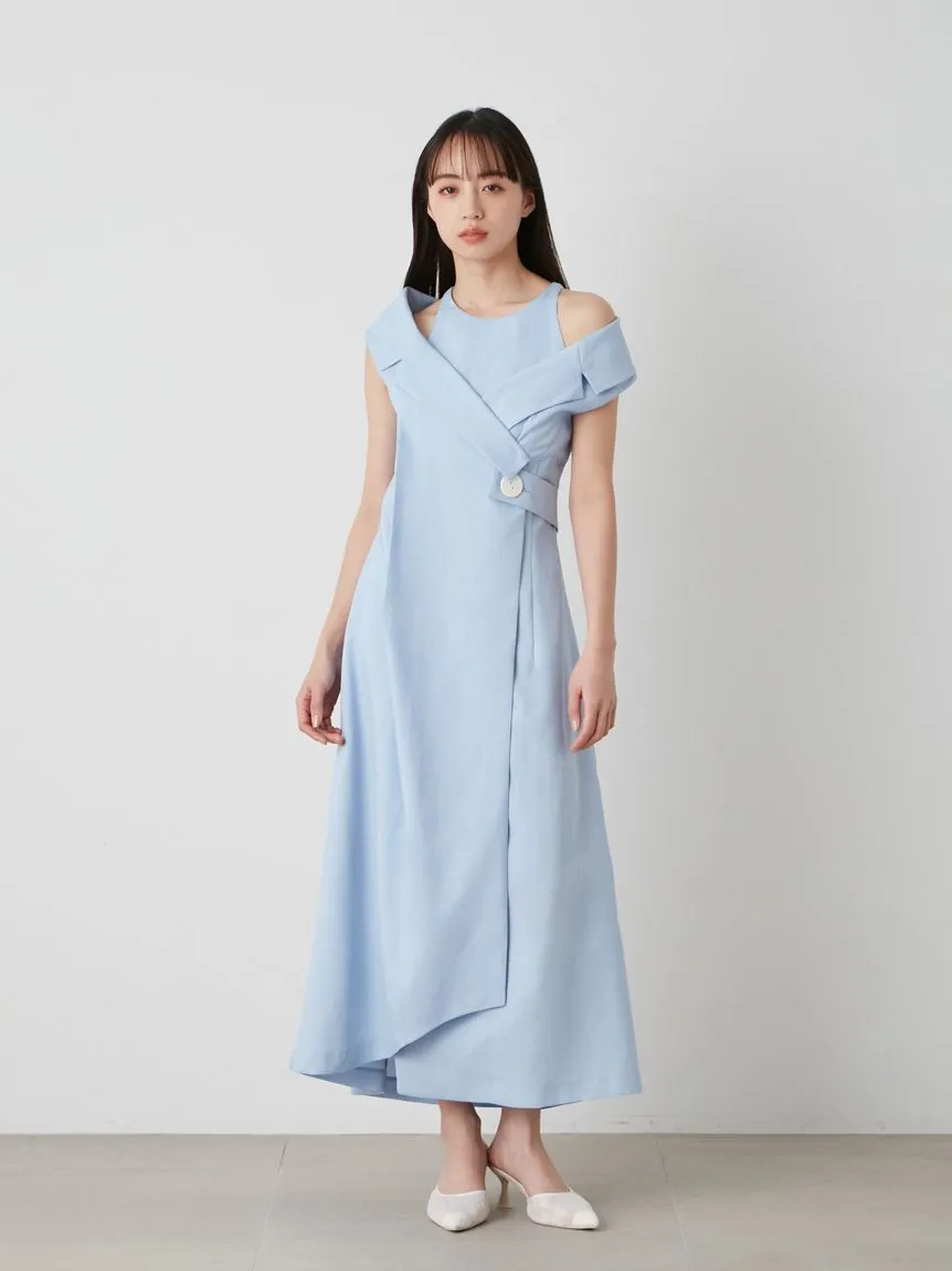Sleeveless Asymmetrical Wrap Midi Dress