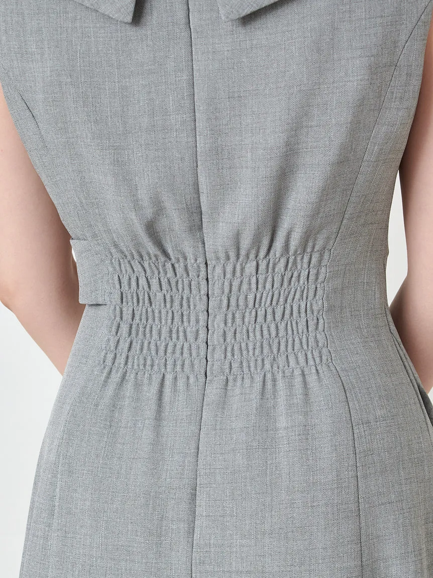 Sleeveless Asymmetrical Wrap Midi Dress