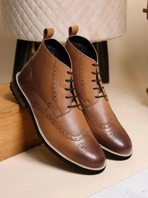 Tan Brogue Lace Up Chukka Boots