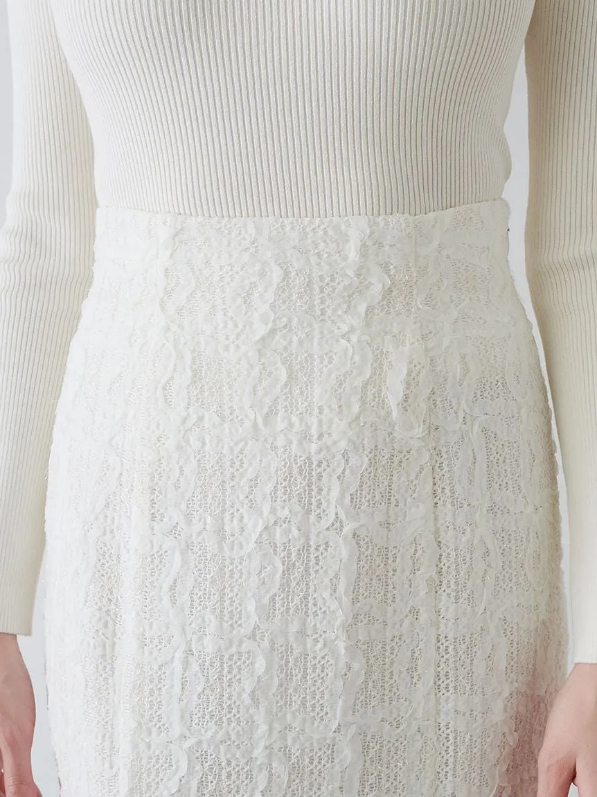 Vintage-Inspired Lace Midi Flare Skirt