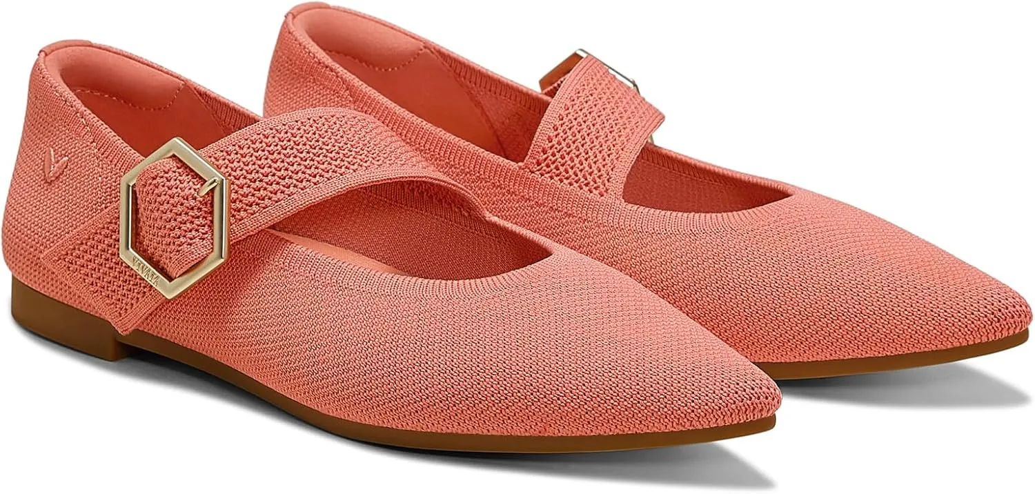 VIVAIA Maria Pointed-Toe Mary-Jane Flats Shoes for Women Washable Ballet Flats Comfortable Casual Shoes with AdaptAll Strap Dressy