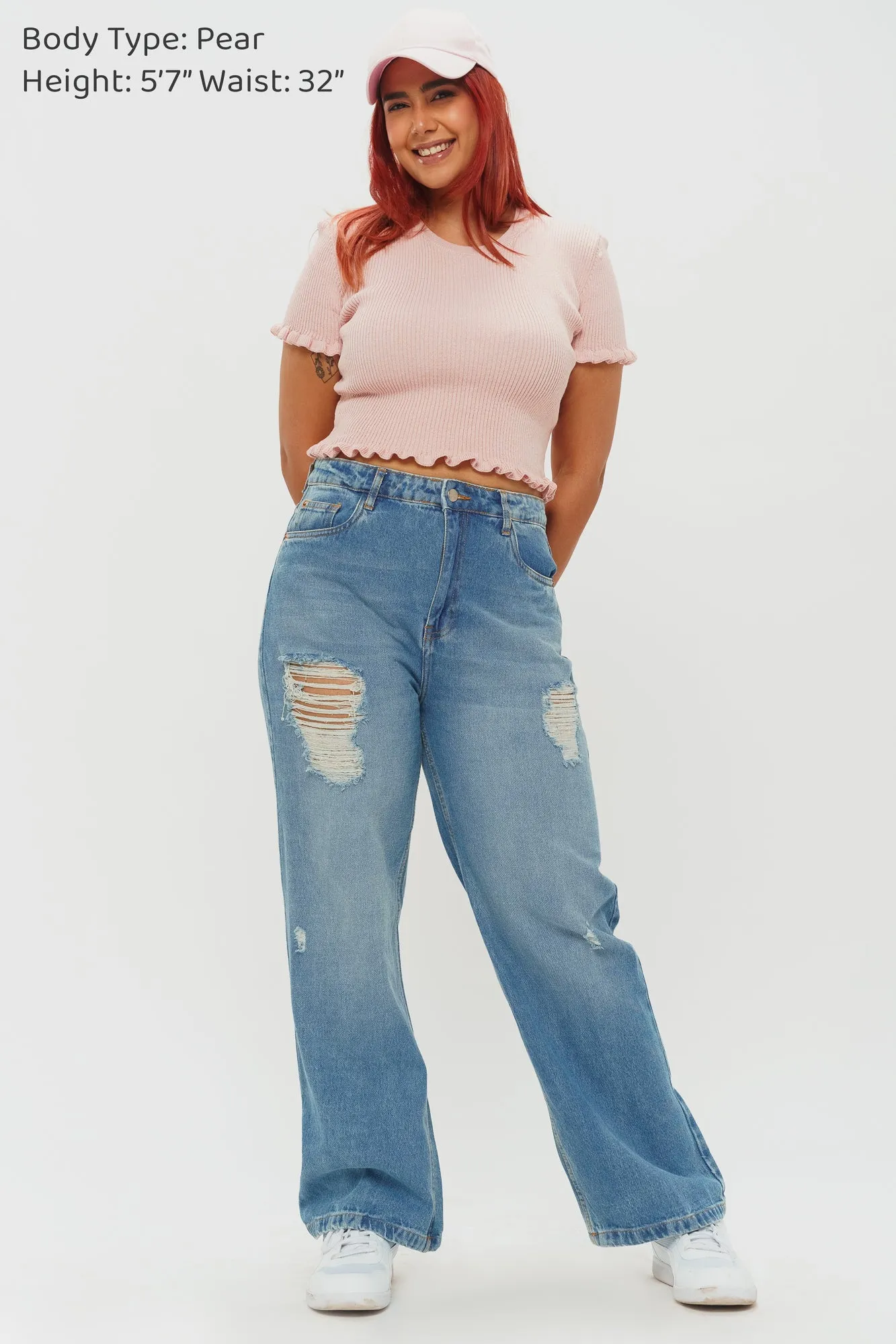 Windy Blue Distressed Wide Jeans