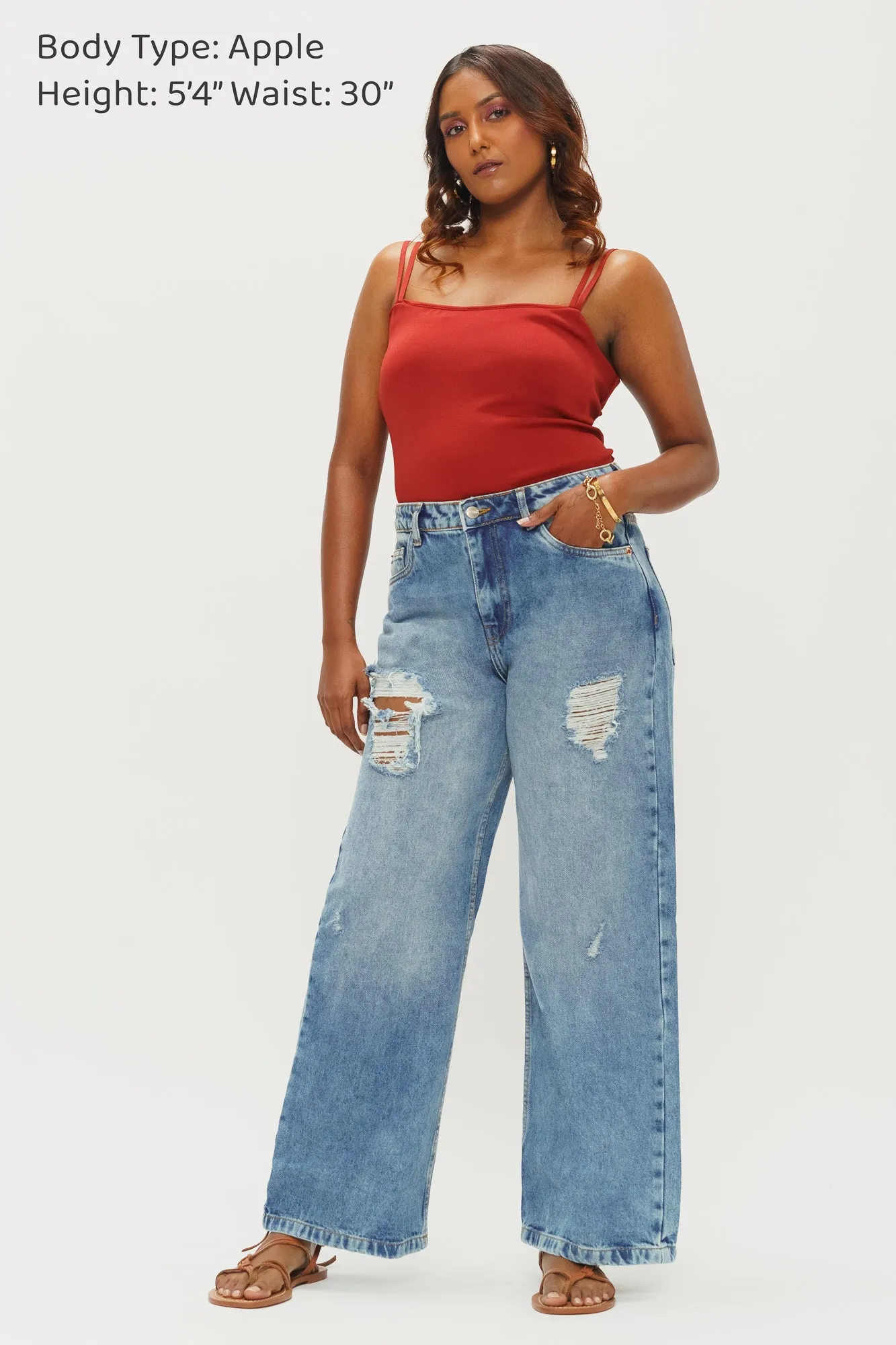 Windy Blue Distressed Wide Jeans
