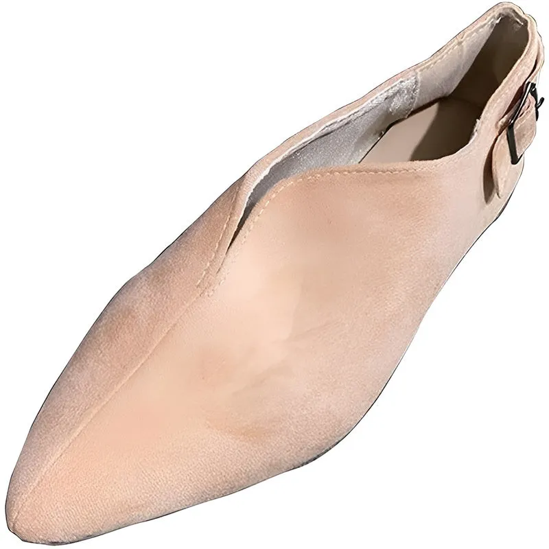 Women Fashion Pointed Toe Flat Suede Casual Shoes