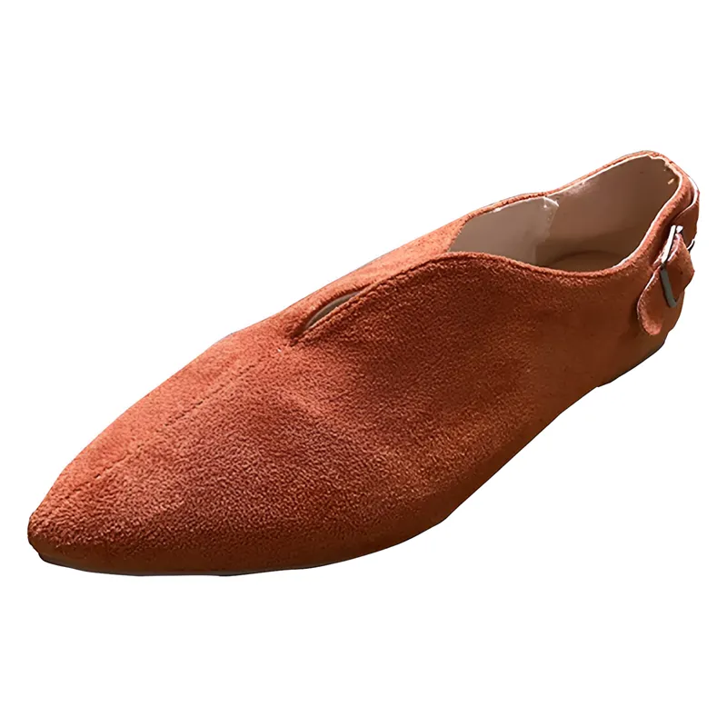 Women Fashion Pointed Toe Flat Suede Casual Shoes