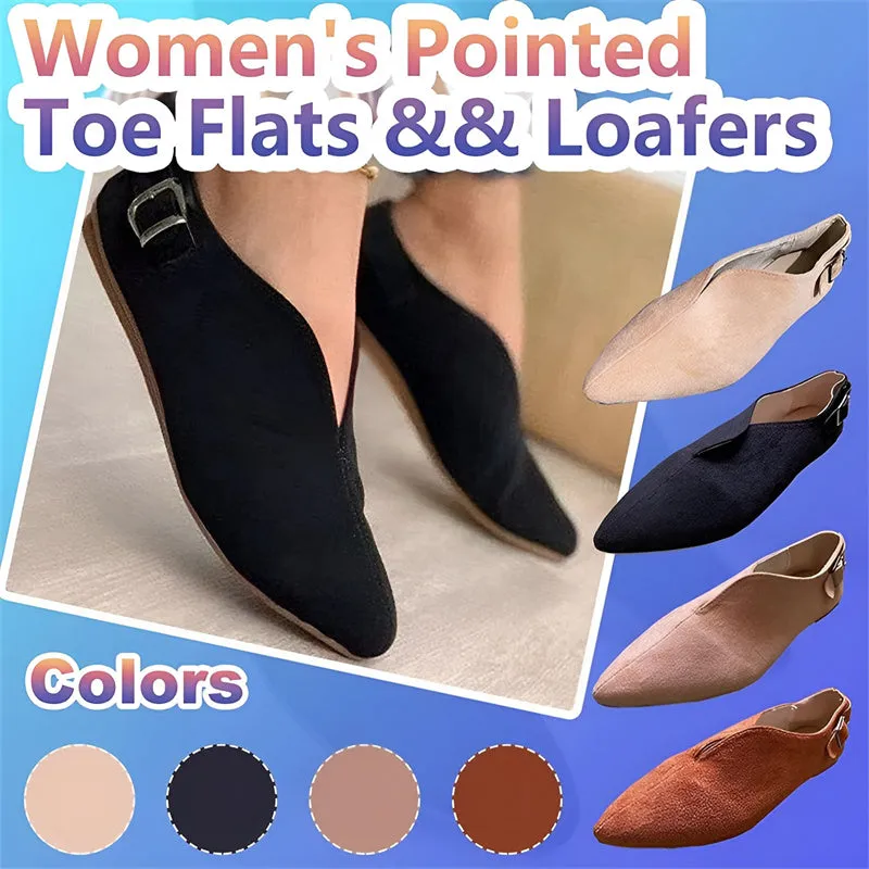 Women Fashion Pointed Toe Flat Suede Casual Shoes