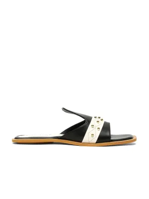 Women's Black Flat Fashion Beads Strap Lightweight Sandals