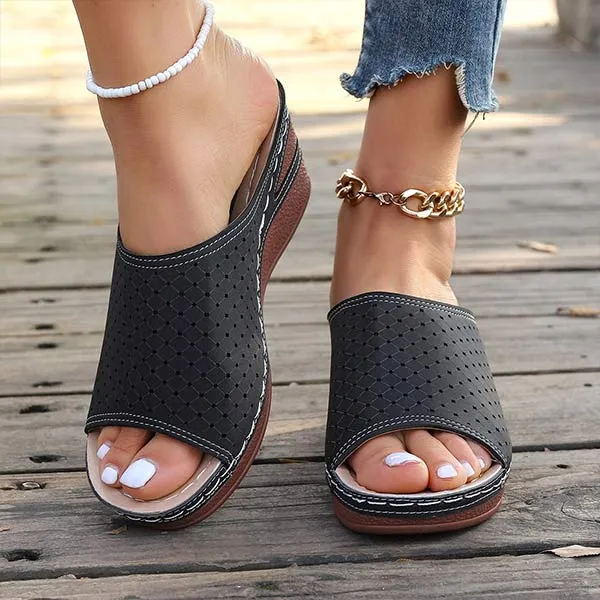 Women's Peep-Toe Wedge Slide Sandals 14749133C