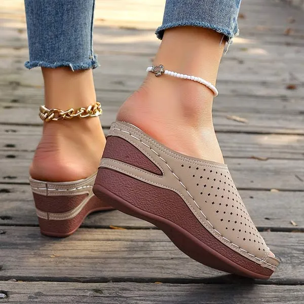 Women's Peep-Toe Wedge Slide Sandals 14749133C