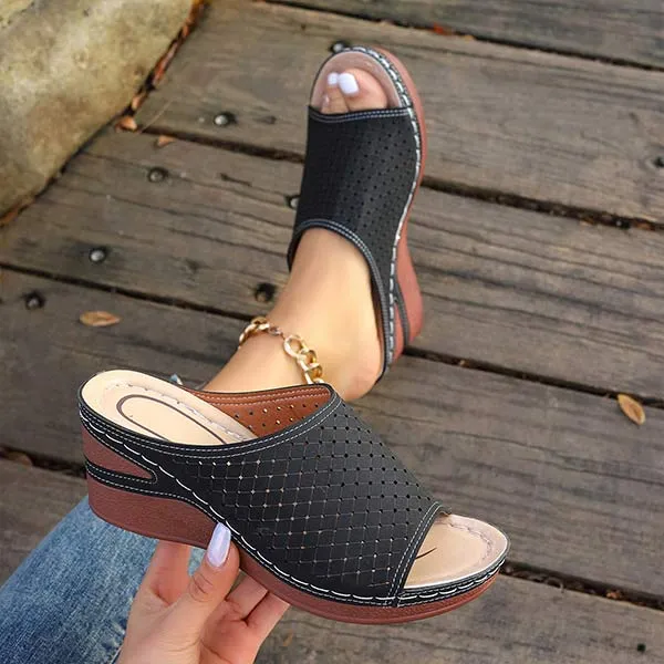 Women's Peep-Toe Wedge Slide Sandals 14749133C