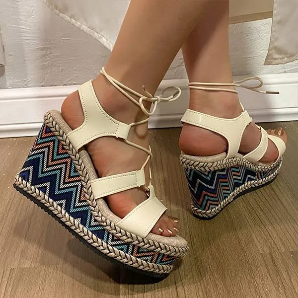 Women's Wedge Heel Cross-Strap Platform Sandals 20833067C