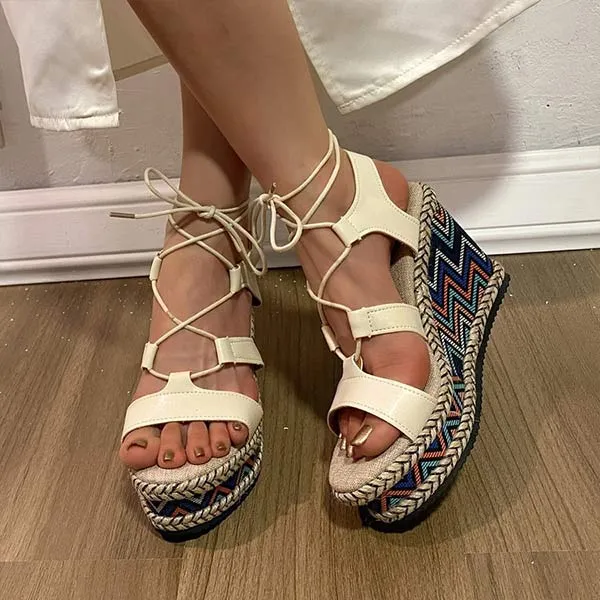 Women's Wedge Heel Cross-Strap Platform Sandals 20833067C