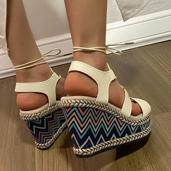 Women's Wedge Heel Cross-Strap Platform Sandals 20833067C
