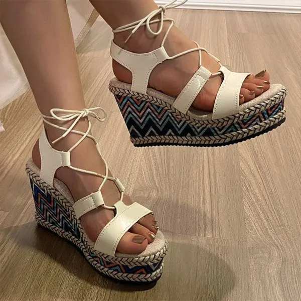 Women's Wedge Heel Cross-Strap Platform Sandals 20833067C