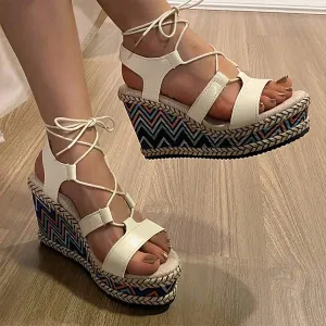 Women's Wedge Heel Cross-Strap Platform Sandals 20833067C