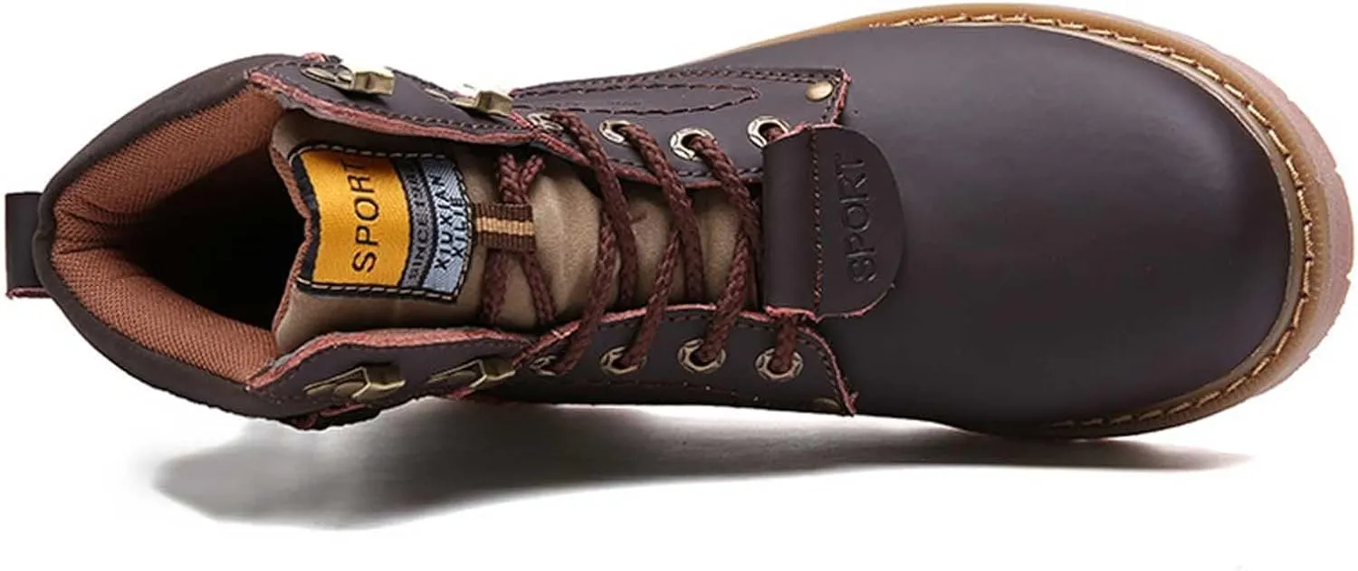 Work Boots for Men Composite Hiking Sneakers Warm Fur Lined Women's Safety Toe Shoes Business Casual Waterproof Outdoor Shoes Leather Comfortable Hike Grounded Footwear