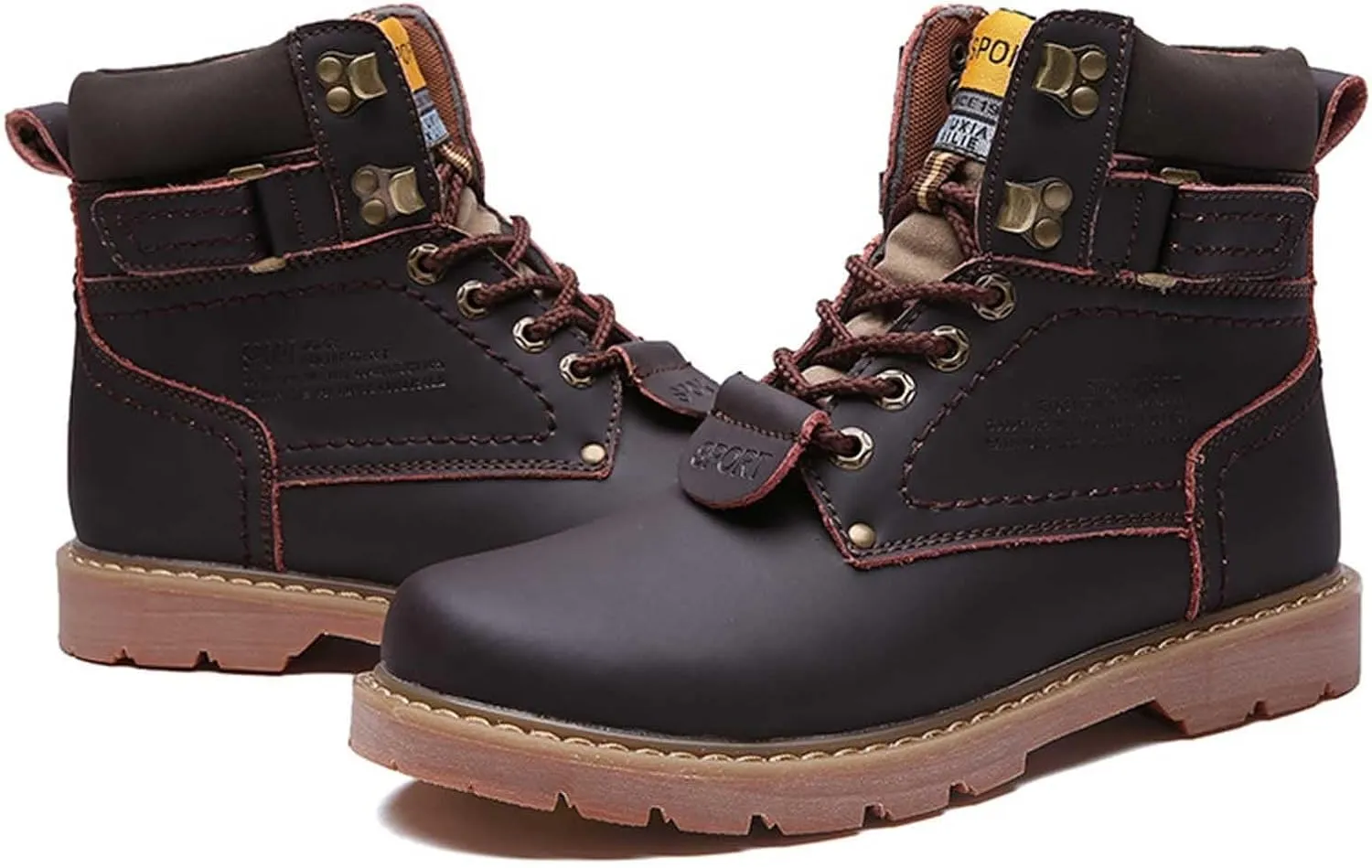 Work Boots for Men Composite Hiking Sneakers Warm Fur Lined Women's Safety Toe Shoes Business Casual Waterproof Outdoor Shoes Leather Comfortable Hike Grounded Footwear